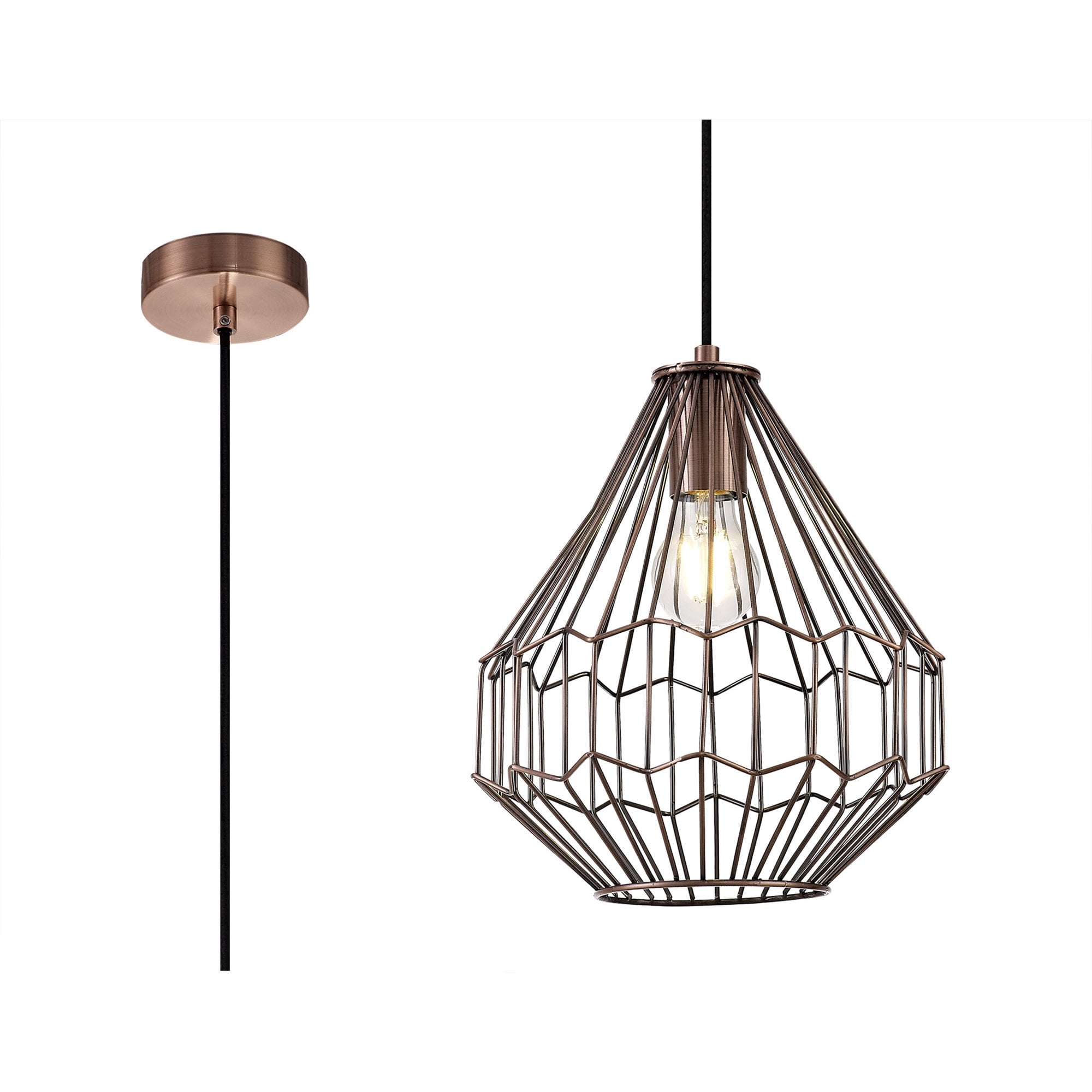 NL71339 Valerie Small Pendant 1 Light Antique Copper