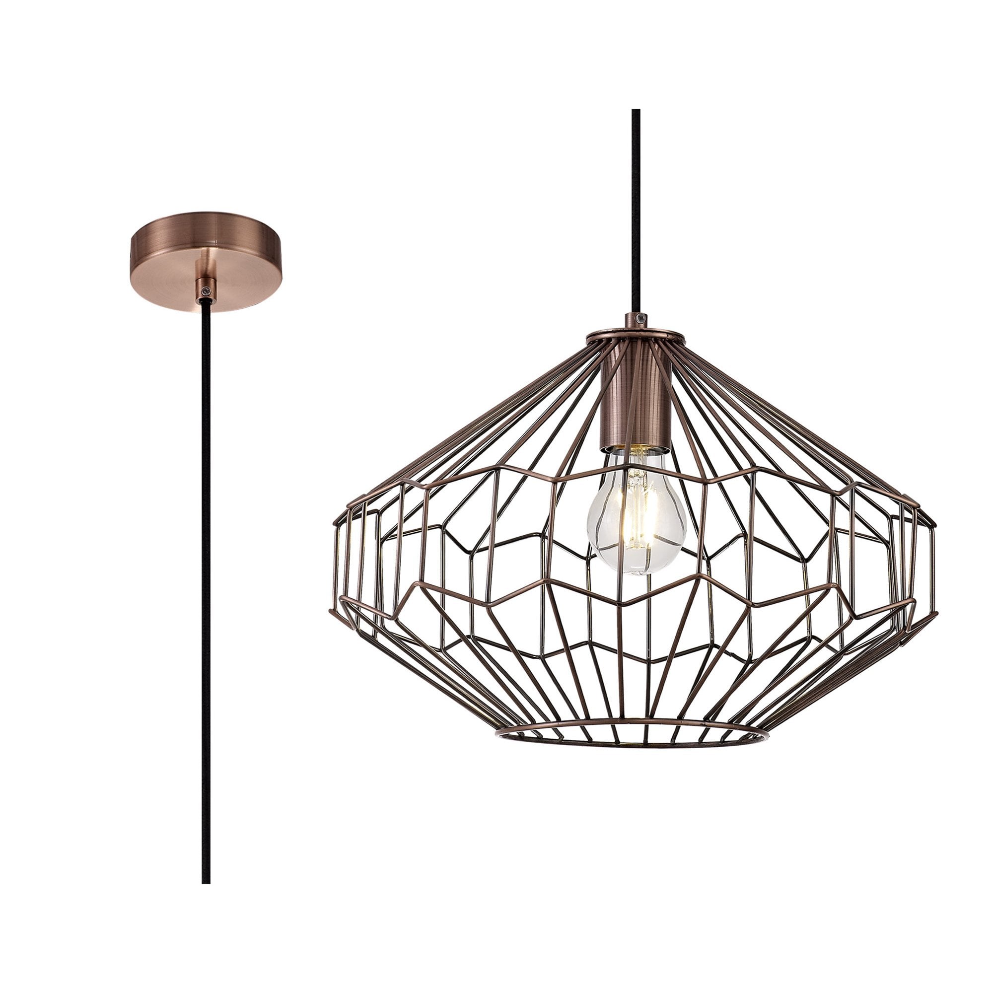 NL71349 Valerie Medium Pendant 1 Light Antique Copper