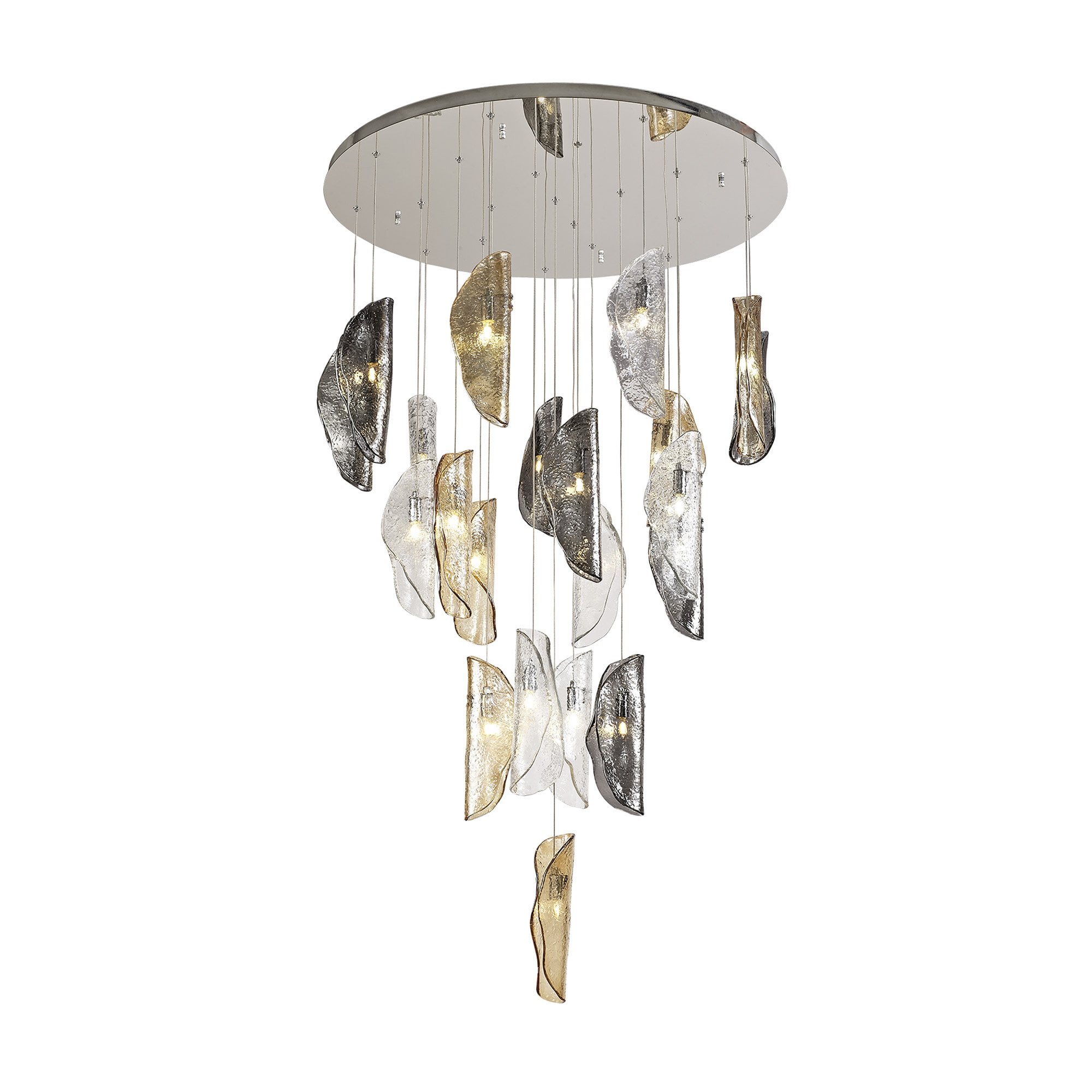 NL78609 Washington Pendant 5M 21 Light Polished Chrome/Clear & Amber & Smoked Glass