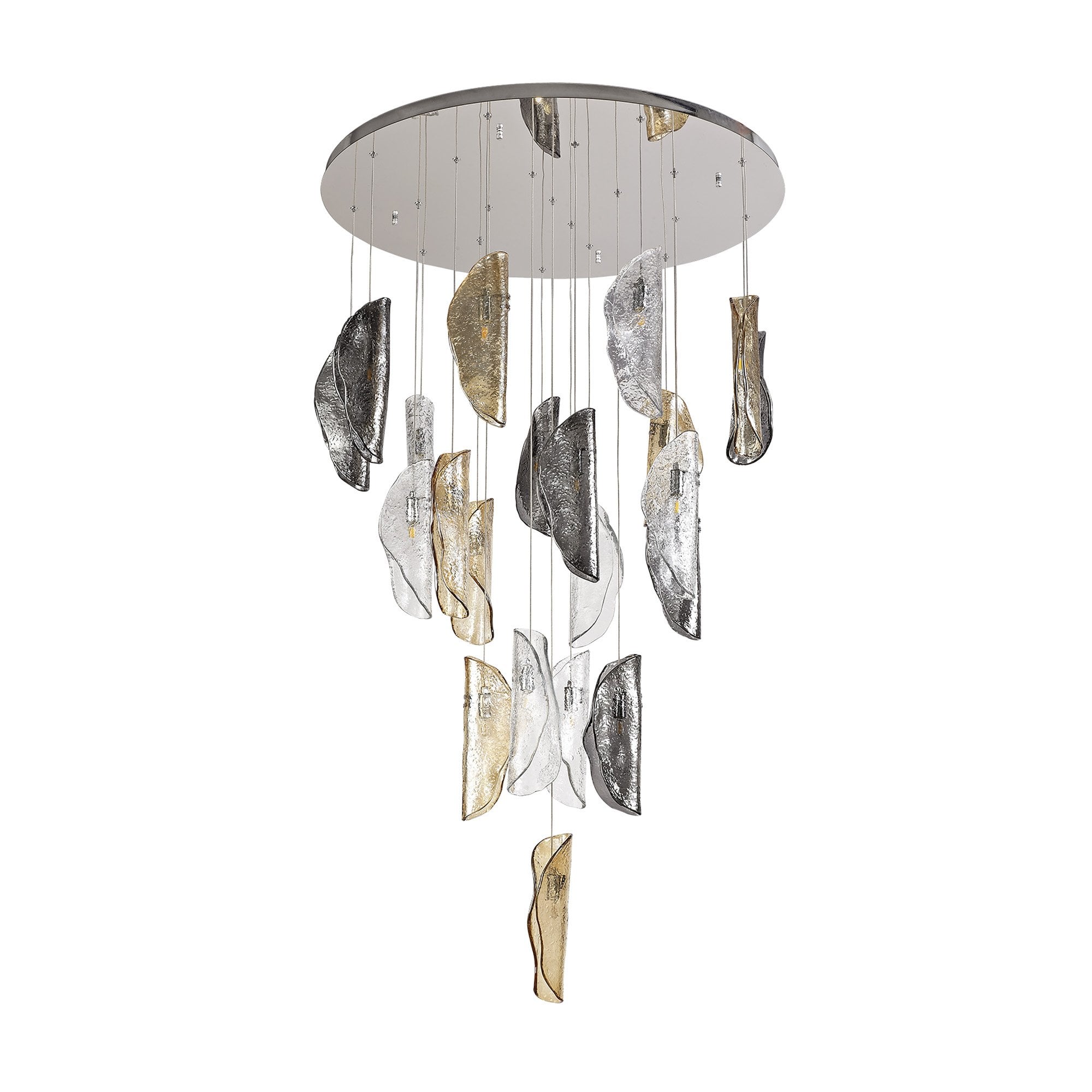 NL78609 Washington Pendant 5M 21 Light Polished Chrome/Clear & Amber & Smoked Glass