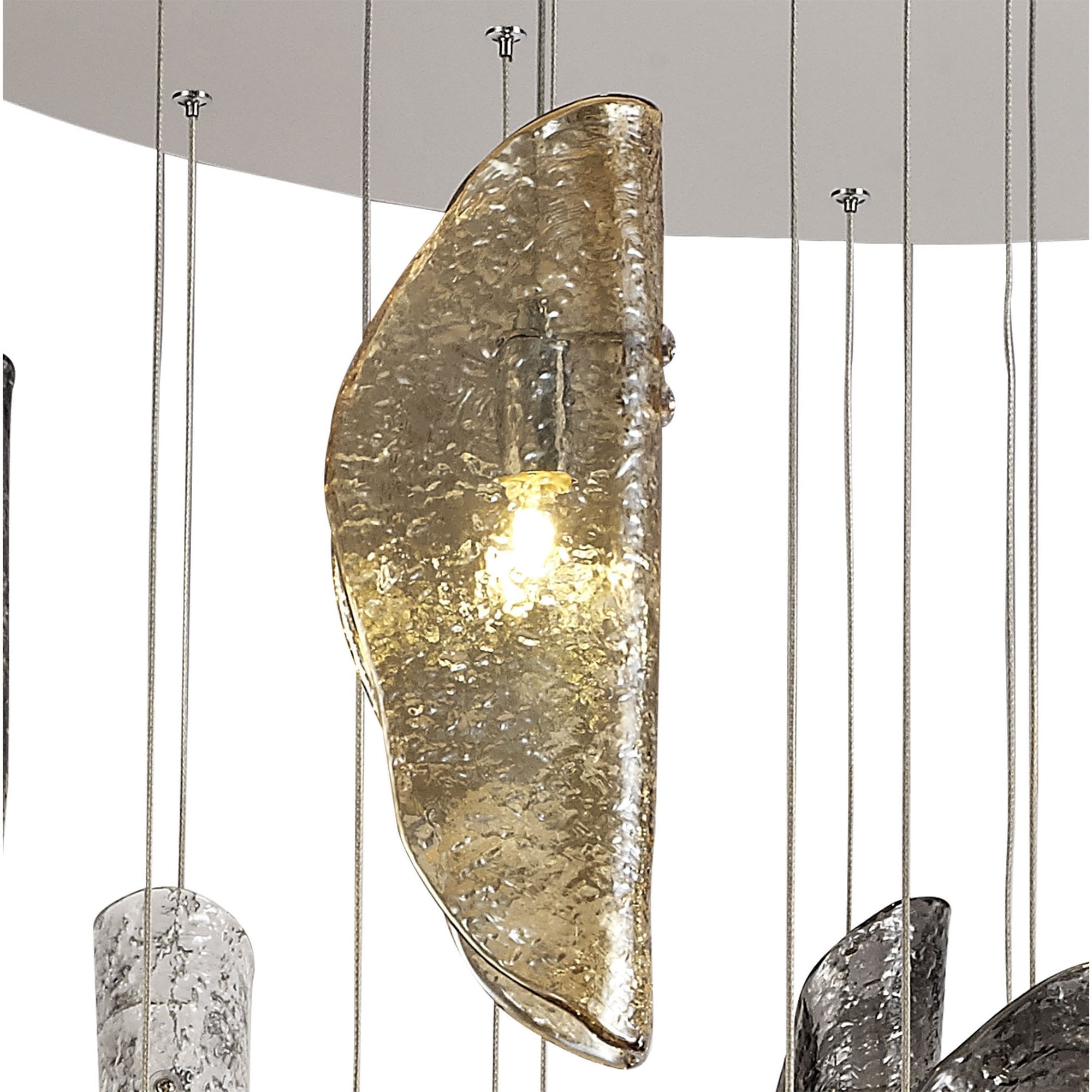 NL78609 Washington Pendant 5M 21 Light Polished Chrome/Clear & Amber & Smoked Glass