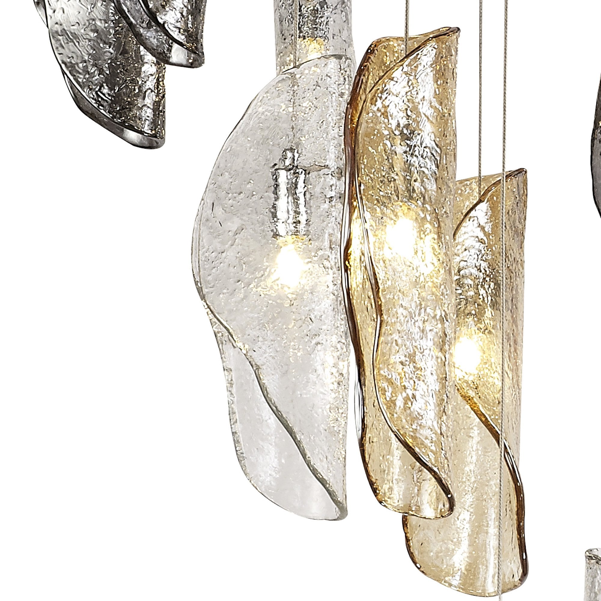NL78609 Washington Pendant 5M 21 Light Polished Chrome/Clear & Amber & Smoked Glass