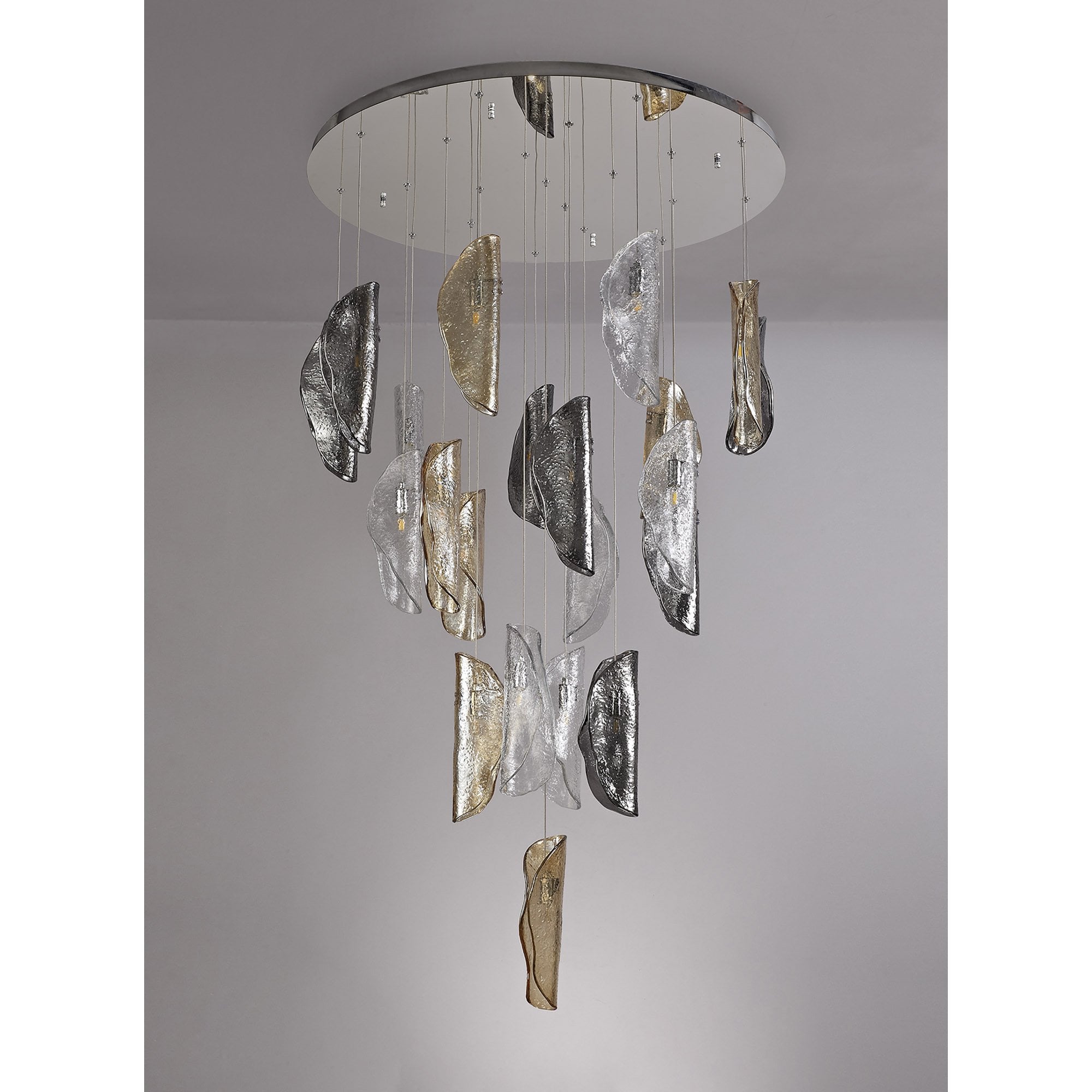 NL78609 Washington Pendant 5M 21 Light Polished Chrome/Clear & Amber & Smoked Glass