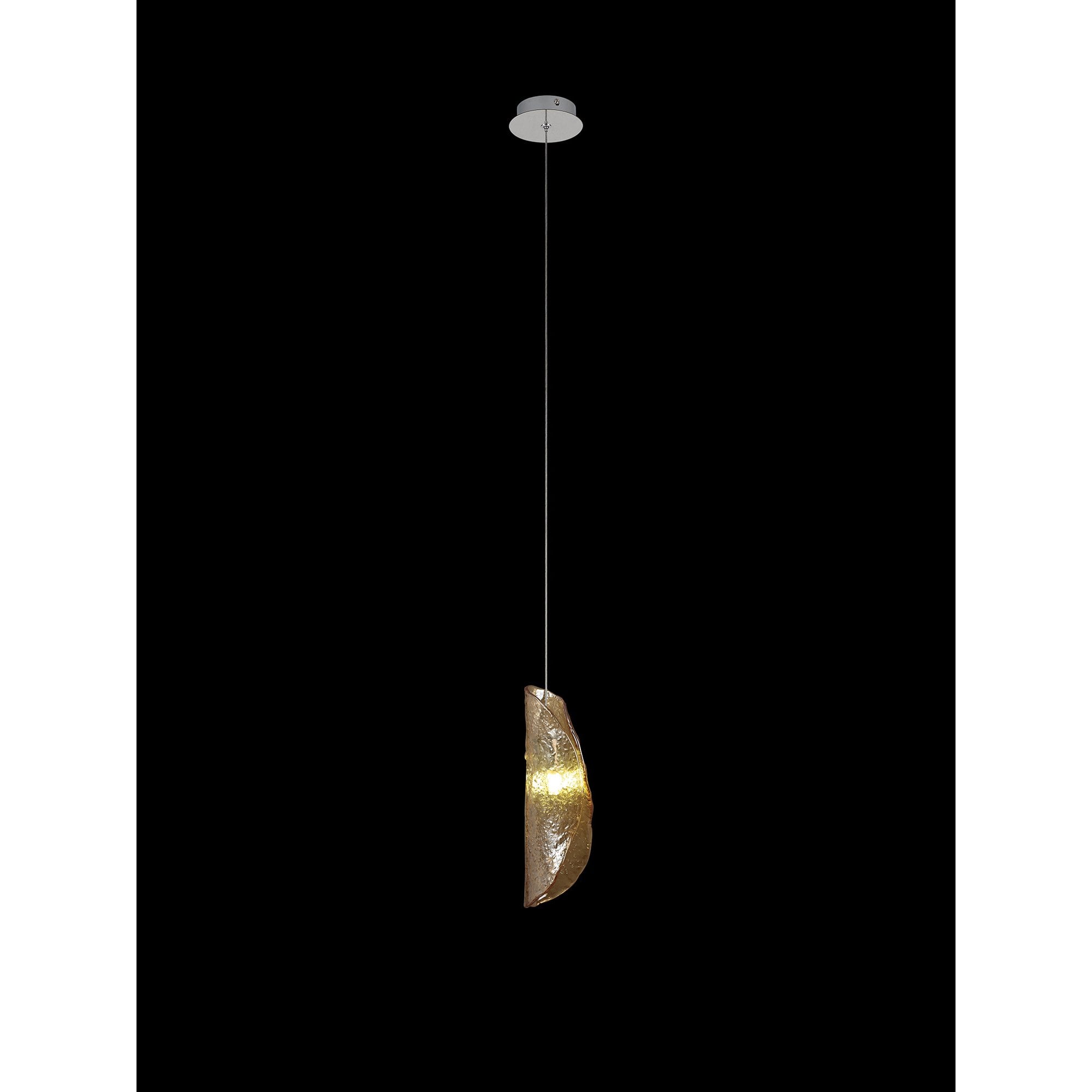 NL81909 Washington Pendant 1 Light Polished Chrome/Amber Glass