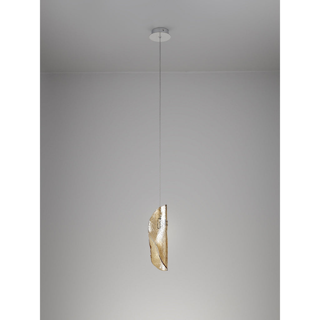 NL81909 Washington Pendant 1 Light Polished Chrome/Amber Glass