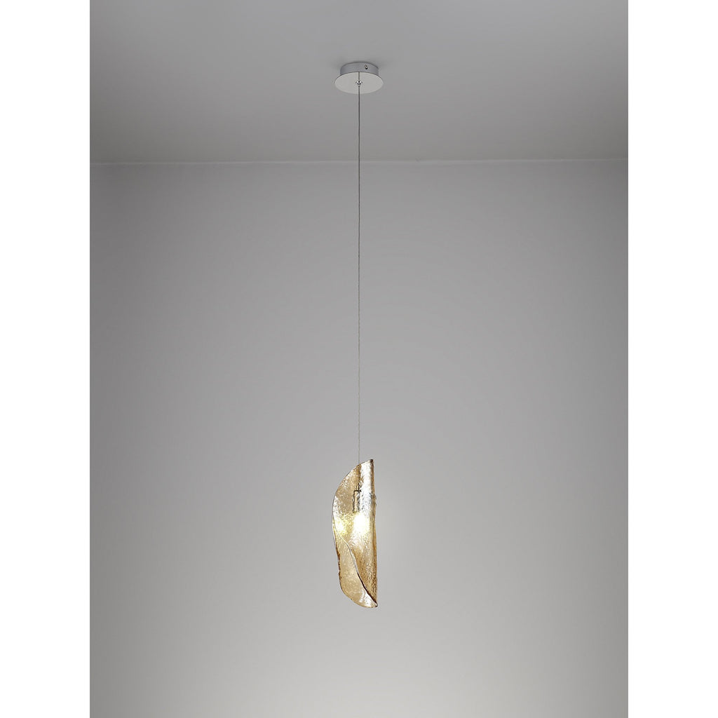 NL81909 Washington Pendant 1 Light Polished Chrome/Amber Glass