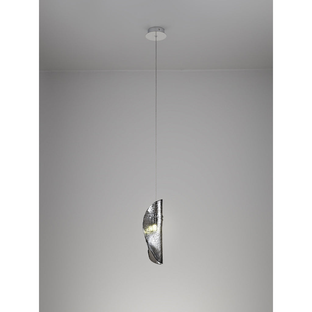 NL81919 Washington Pendant 1 Light Polished Chrome/Smoked Glass