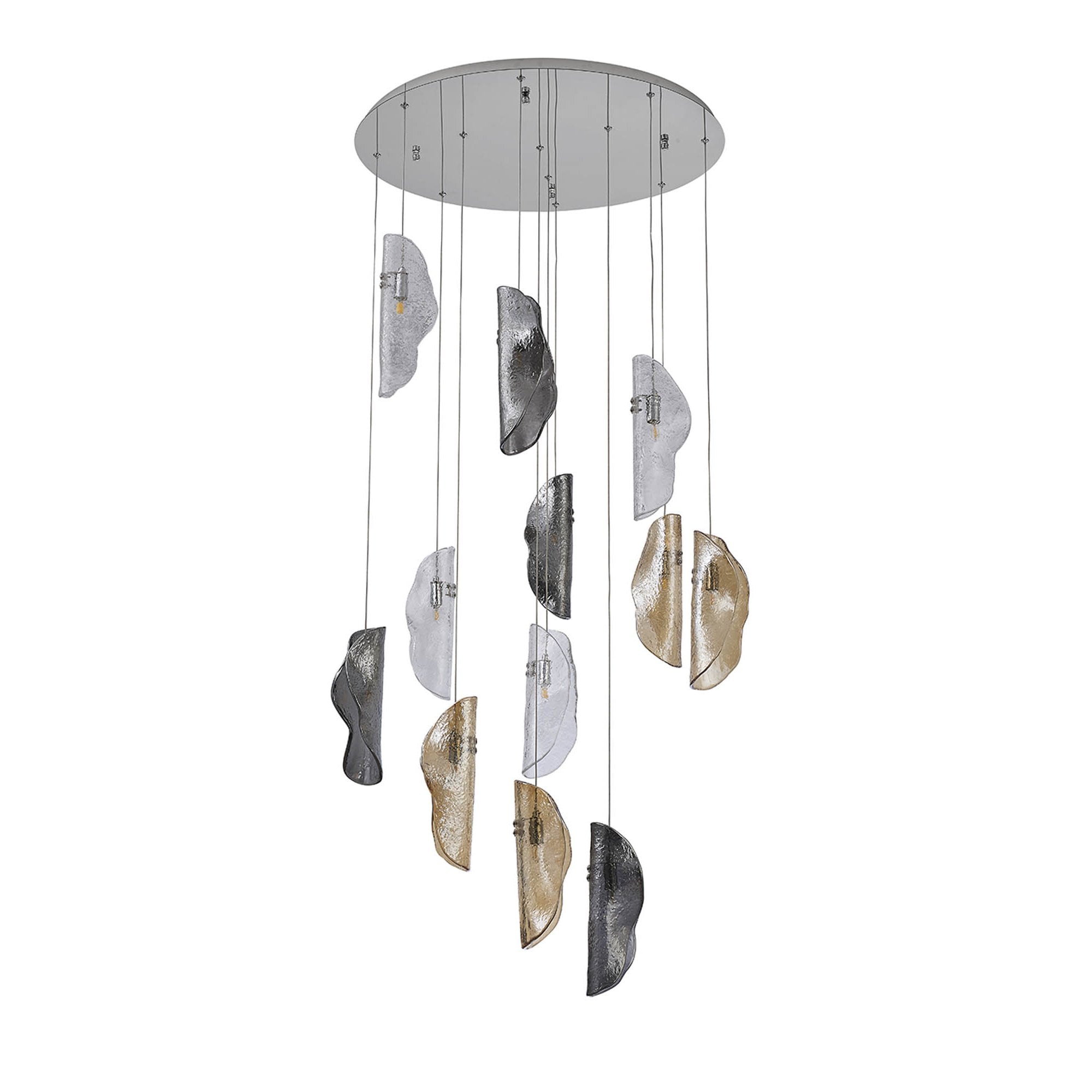NL90529 Washington 12 Light Pendant Polished Chrome, Clear, Amber & Smoked Glass