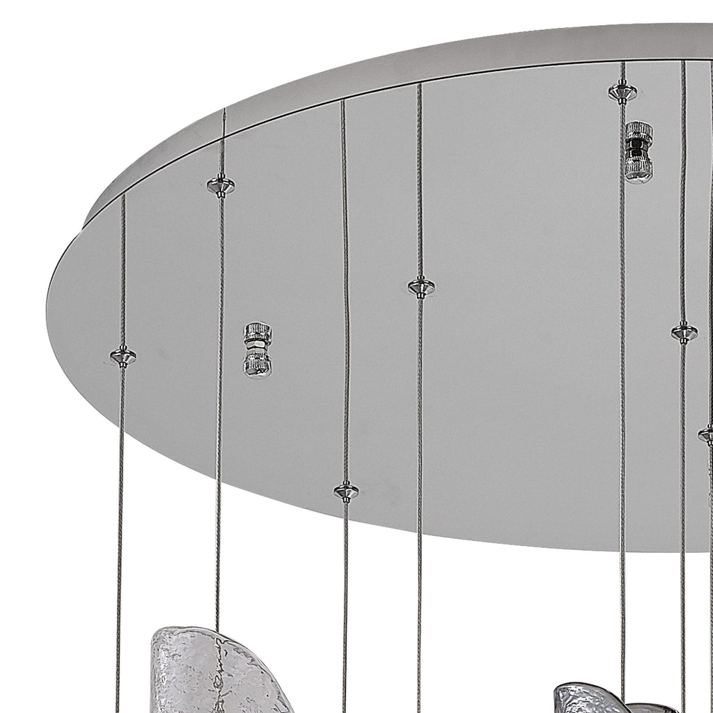 NL90529 Washington 12 Light Pendant Polished Chrome, Clear, Amber & Smoked Glass