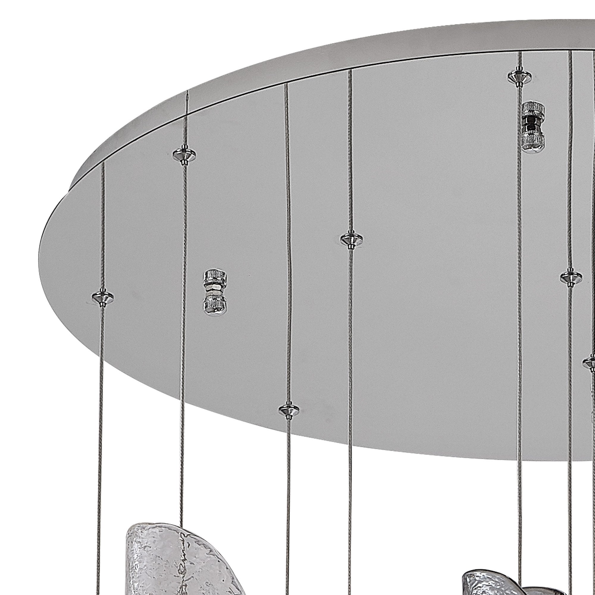 NL90529 Washington 12 Light Pendant Polished Chrome, Clear, Amber & Smoked Glass
