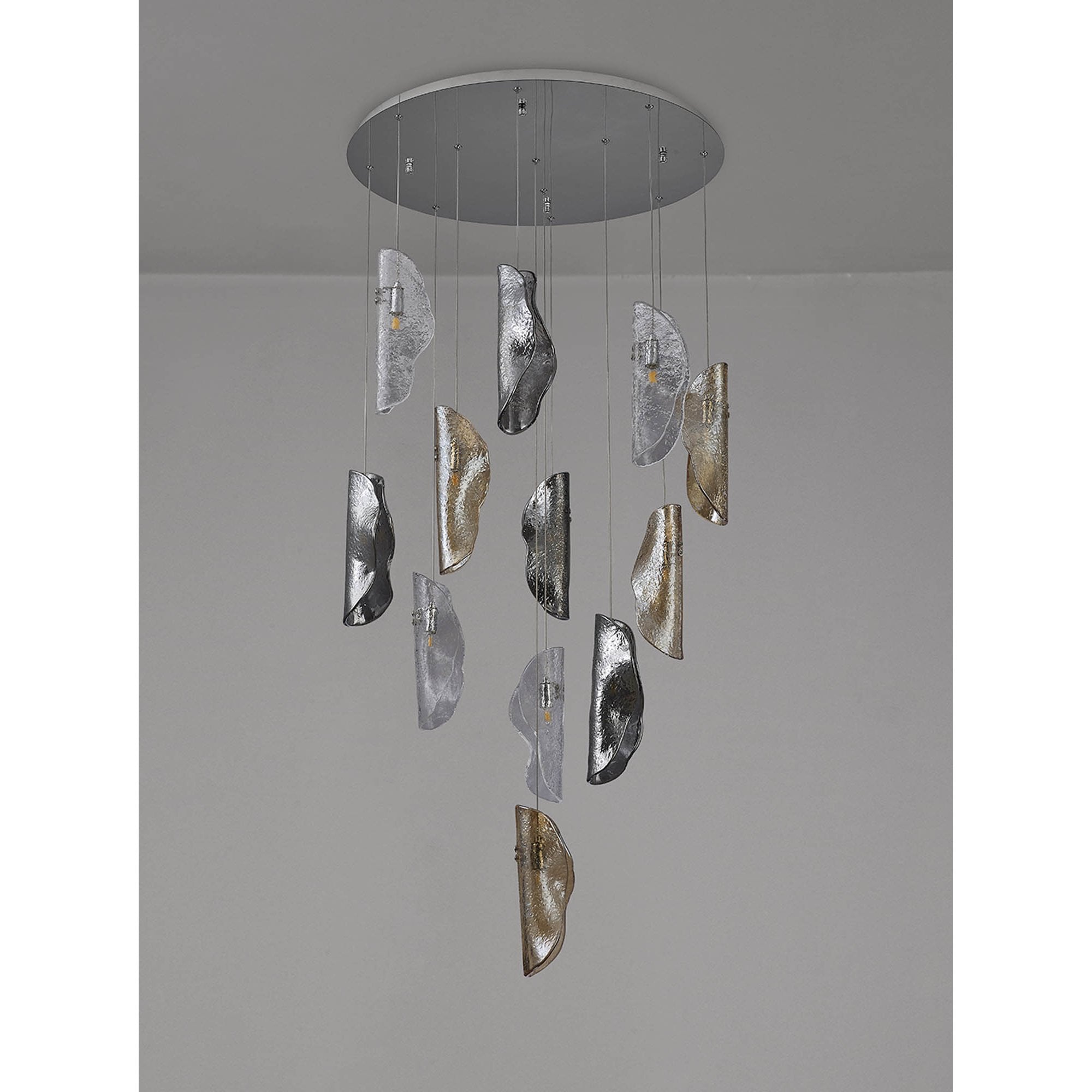 NL90529 Washington 12 Light Pendant Polished Chrome, Clear, Amber & Smoked Glass