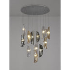 NL90529 Washington 12 Light Pendant Polished Chrome, Clear, Amber & Smoked Glass
