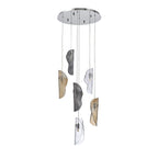 NL90539 Washington 6 Light Pendant Polished Chrome, Clear, Amber & Smoked Glass