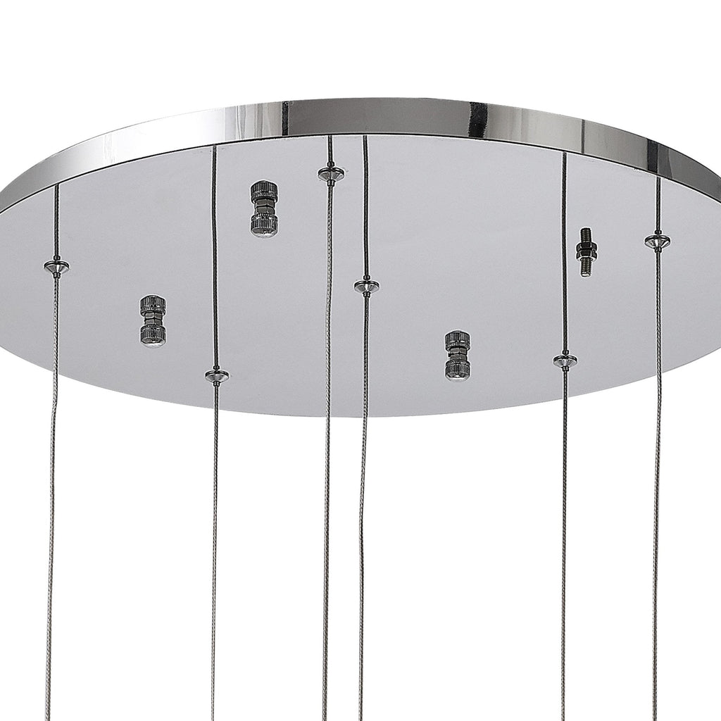 NL90539 Washington 6 Light Pendant Polished Chrome, Clear, Amber & Smoked Glass