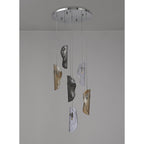 NL90539 Washington 6 Light Pendant Polished Chrome, Clear, Amber & Smoked Glass