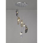 NL90539 Washington 6 Light Pendant Polished Chrome, Clear, Amber & Smoked Glass