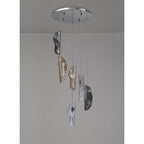 NL90539 Washington 6 Light Pendant Polished Chrome, Clear, Amber & Smoked Glass