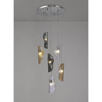 NL90539 Washington 6 Light Pendant Polished Chrome, Clear, Amber & Smoked Glass