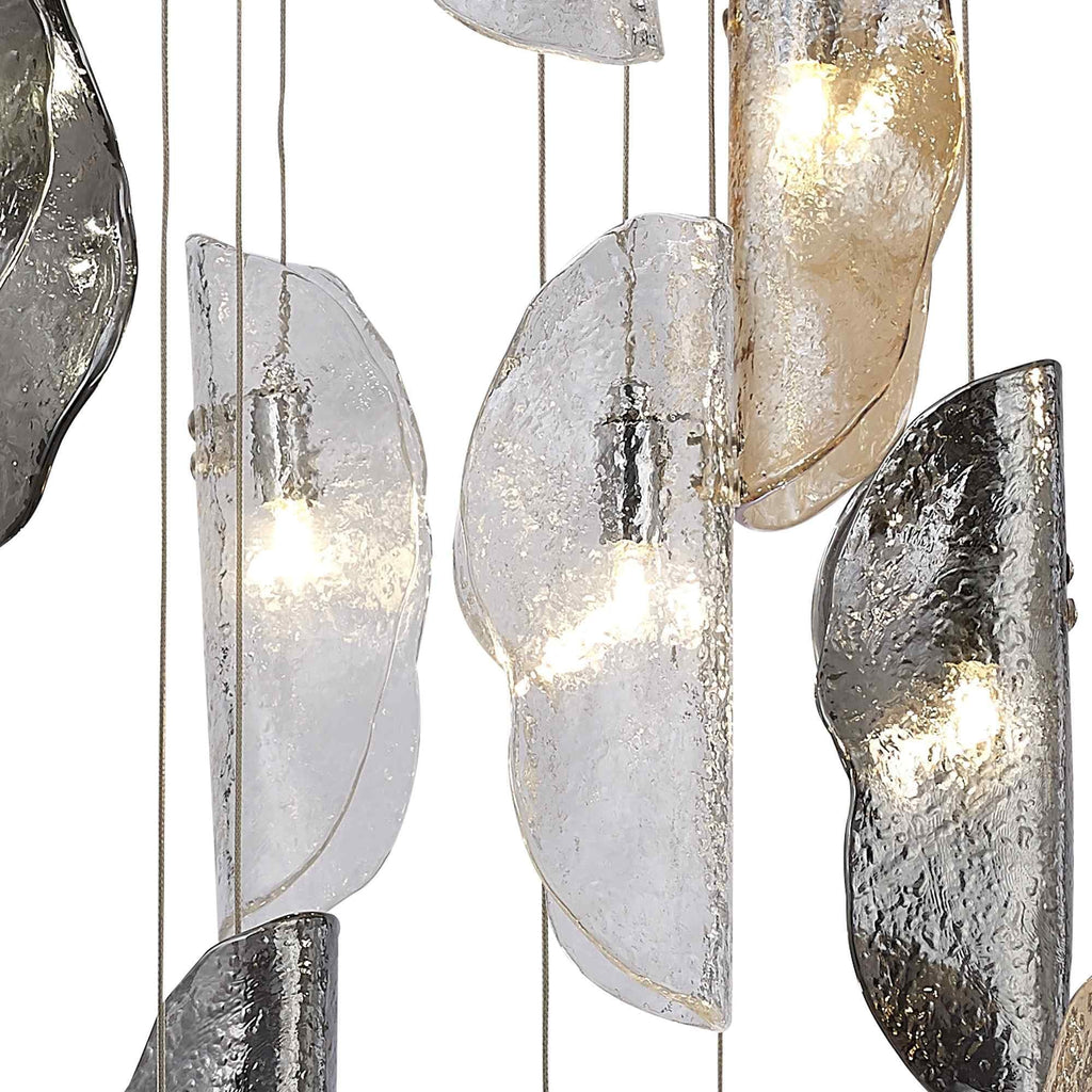 NL91389 Washington 15 Light Pendant Polished Chrome, Clear, Amber & Smoked Glass
