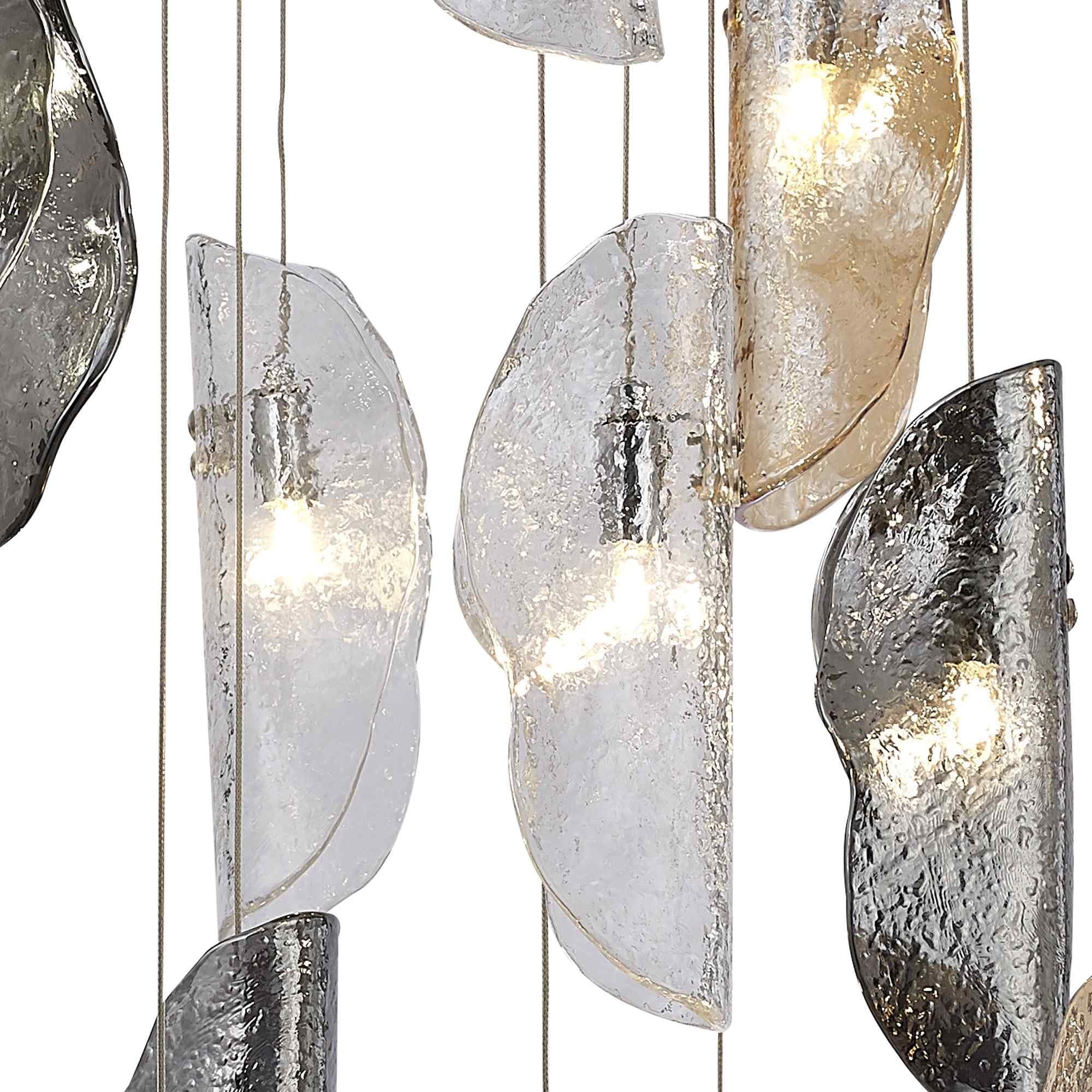 NL91389 Washington 15 Light Pendant Polished Chrome, Clear, Amber & Smoked Glass