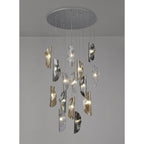 NL91389 Washington 15 Light Pendant Polished Chrome, Clear, Amber & Smoked Glass