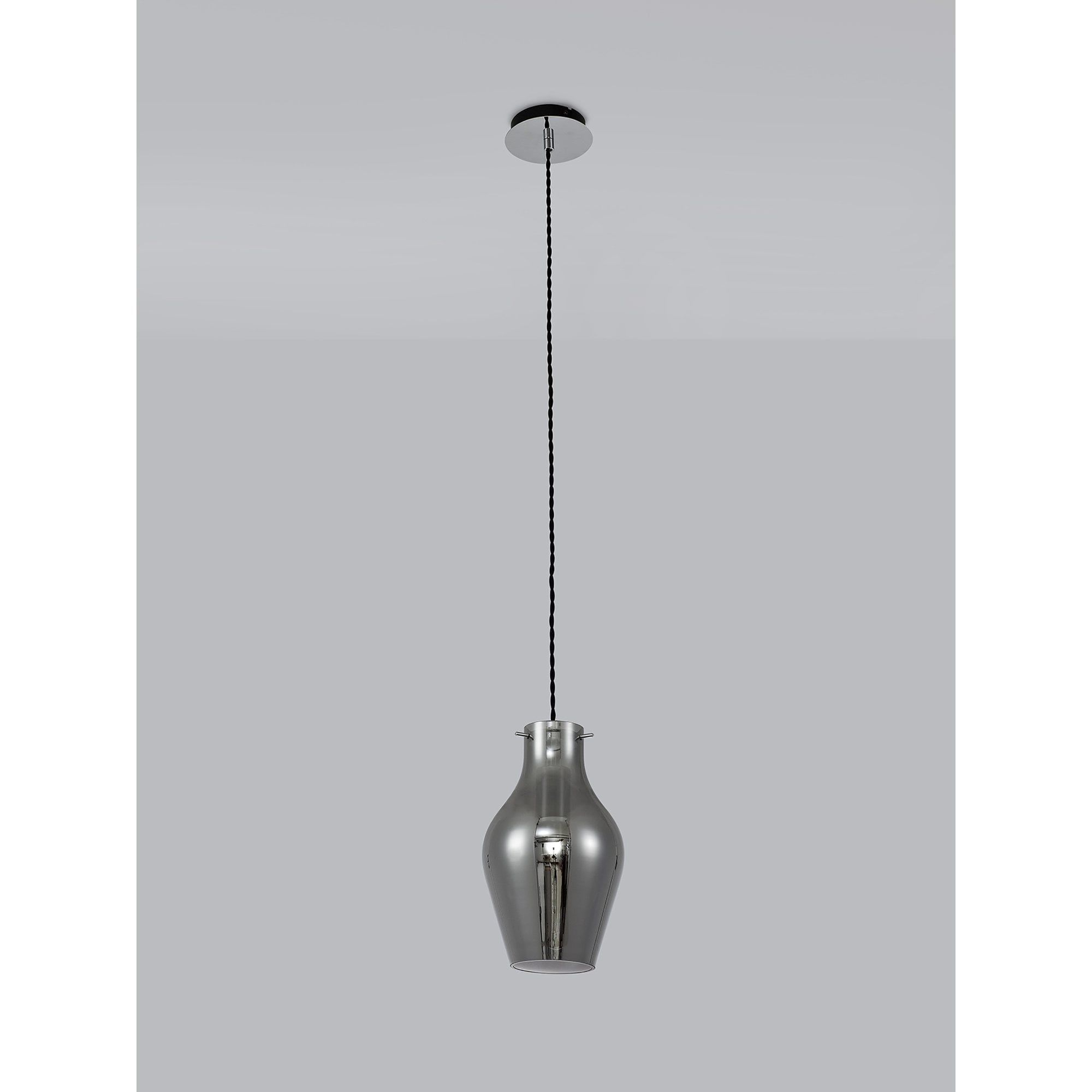 NL84149 Zen Pendant 17cm Round Chrome & Smoke