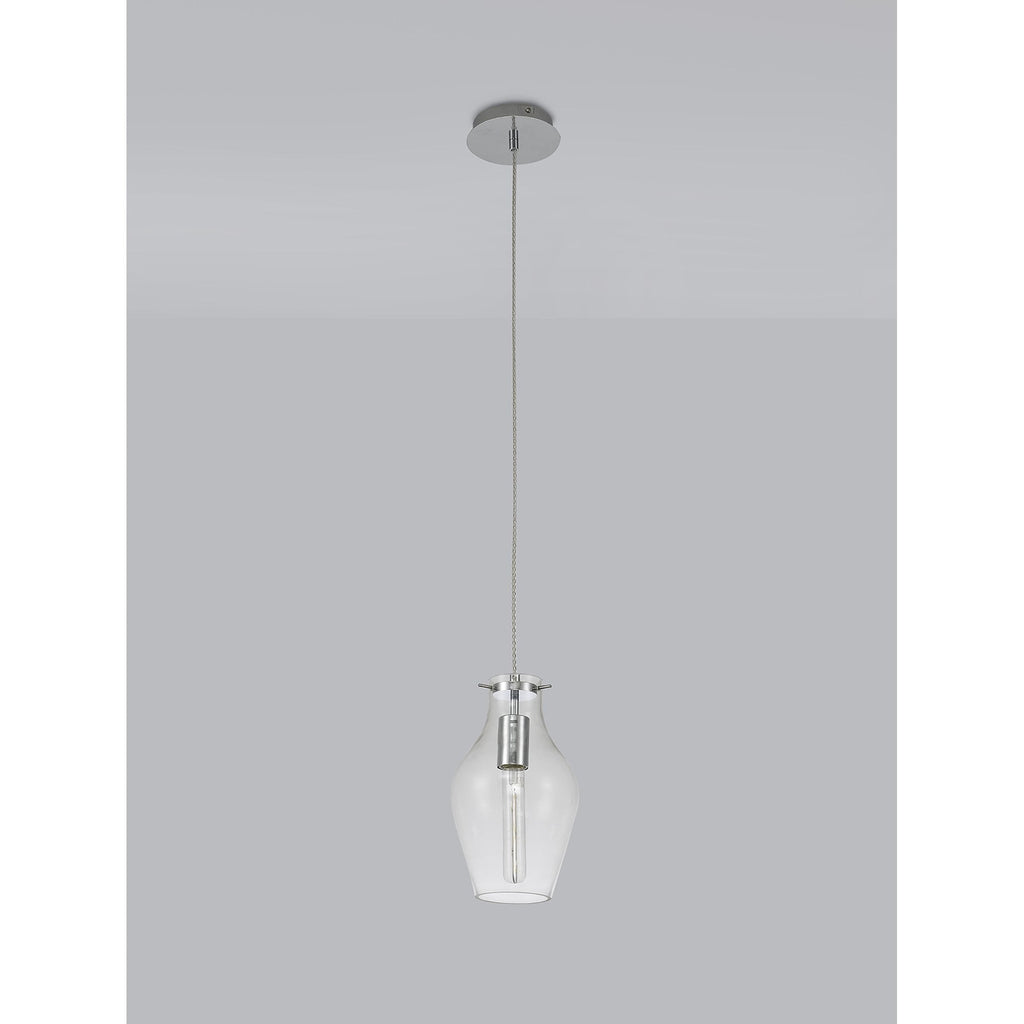 NL84179 Zen Pendant 17cm Round Chrome & Clear