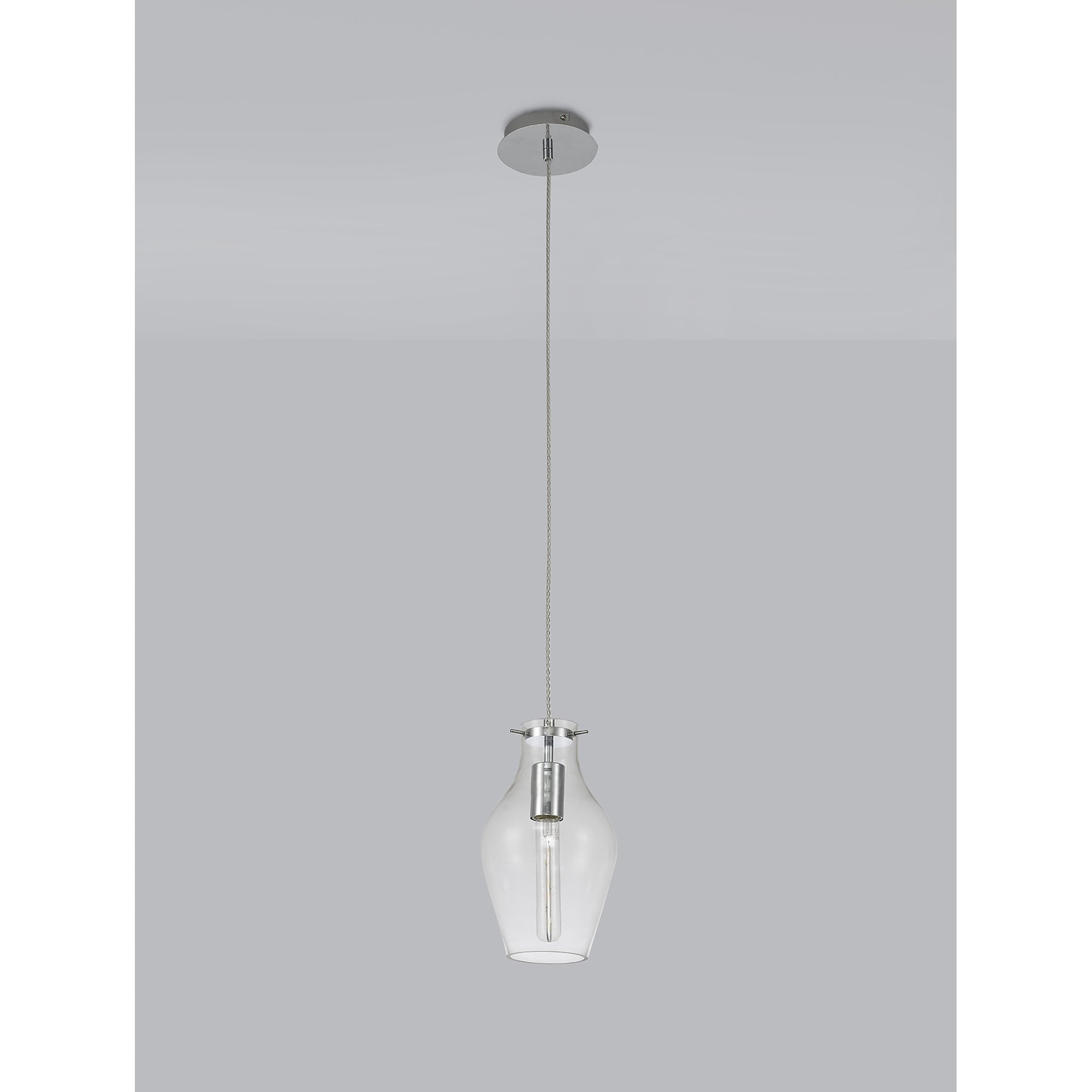 NL84179 Zen Pendant 17cm Round Chrome & Clear