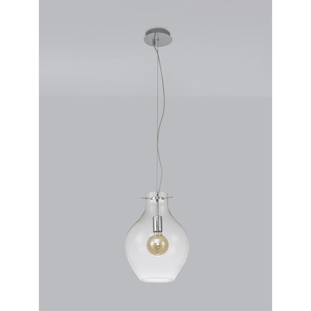 NL84189 Zen Pendant 28cm Round Chrome & Clear