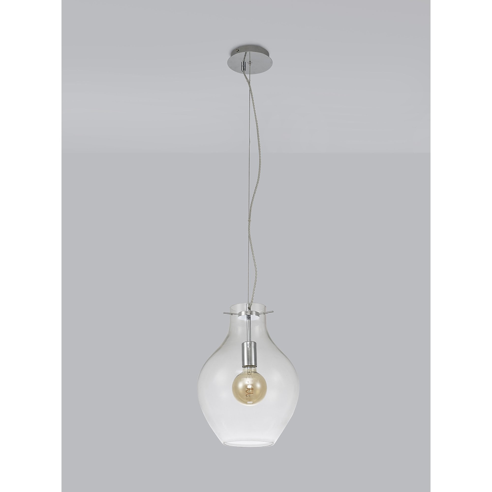 NL84189 Zen Pendant 28cm Round Chrome & Clear