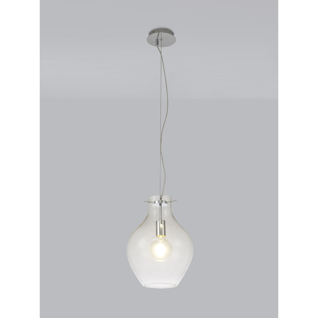 NL84189 Zen Pendant 28cm Round Chrome & Clear