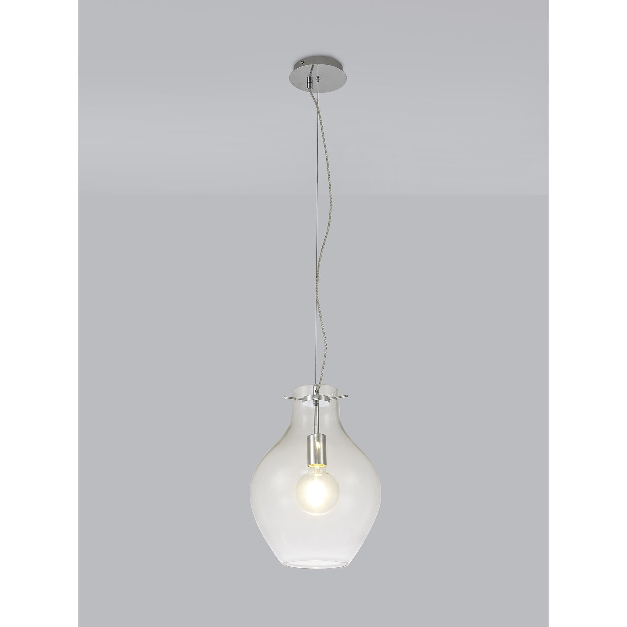 NL84189 Zen Pendant 28cm Round Chrome & Clear