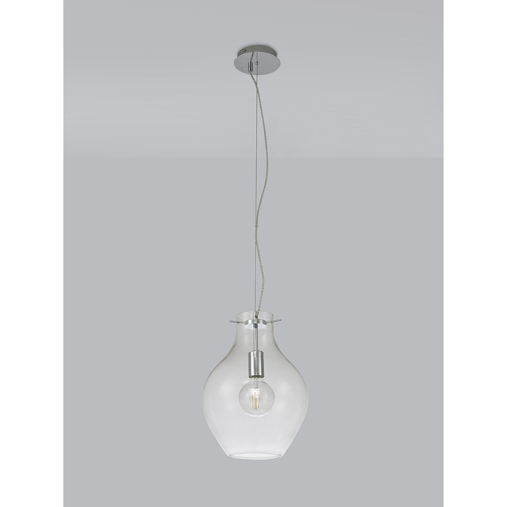 NL84189 Zen Pendant 28cm Round Chrome & Clear