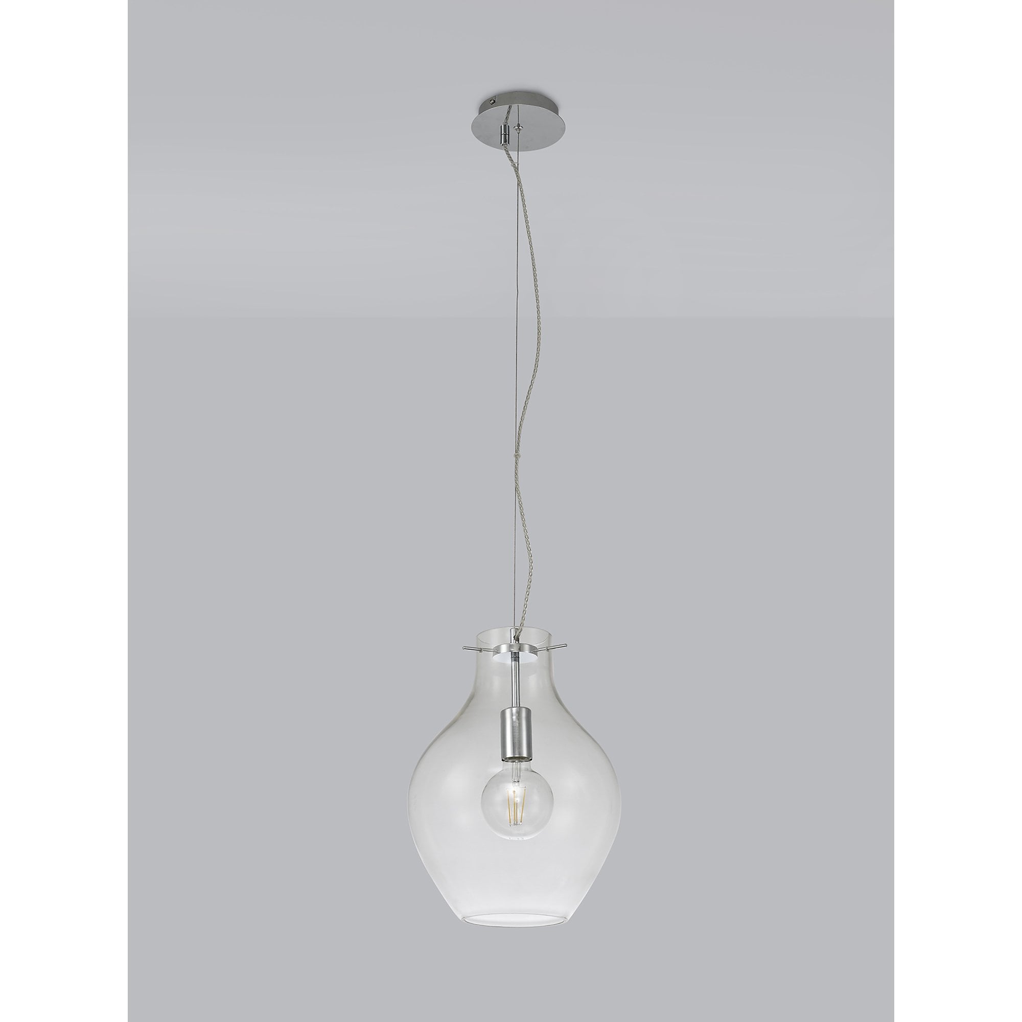 NL84189 Zen Pendant 28cm Round Chrome & Clear