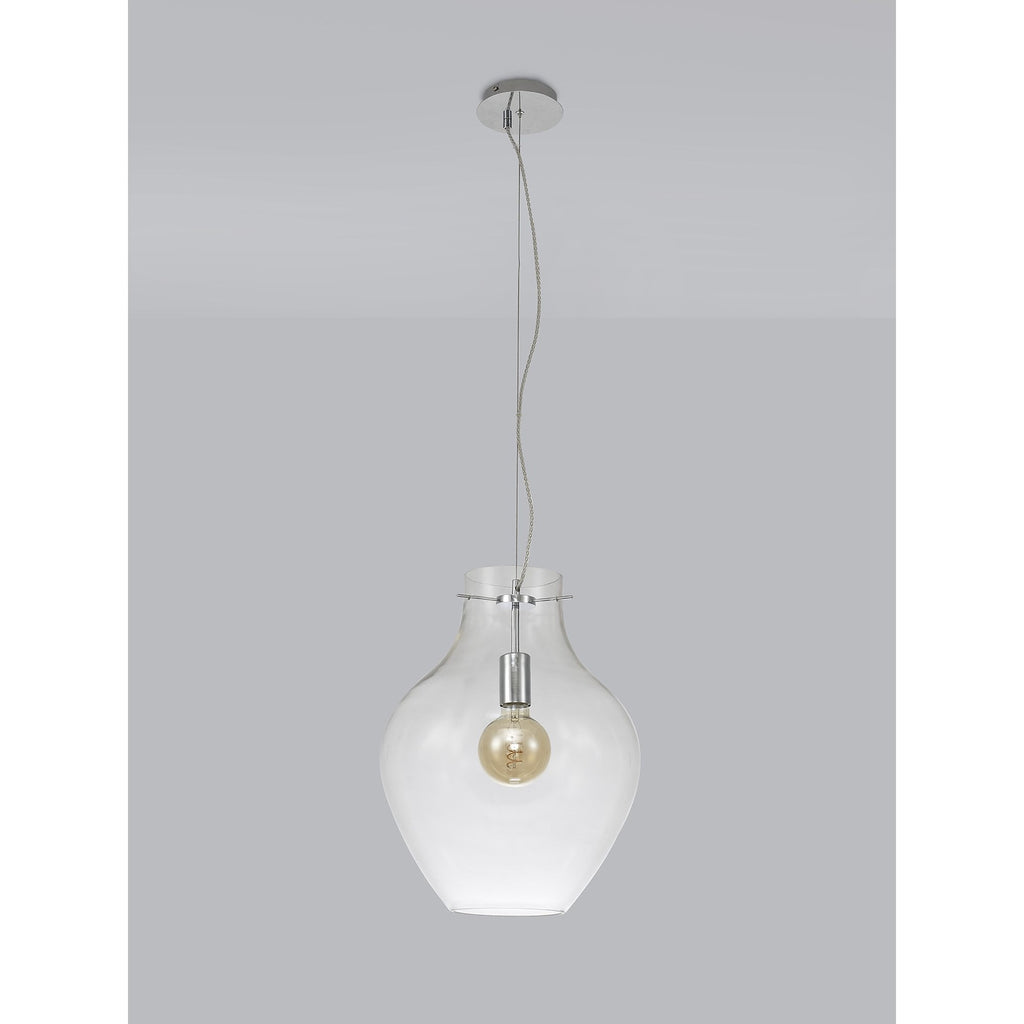 NL84199 Zen Pendant 38cm Round Chrome & Clear