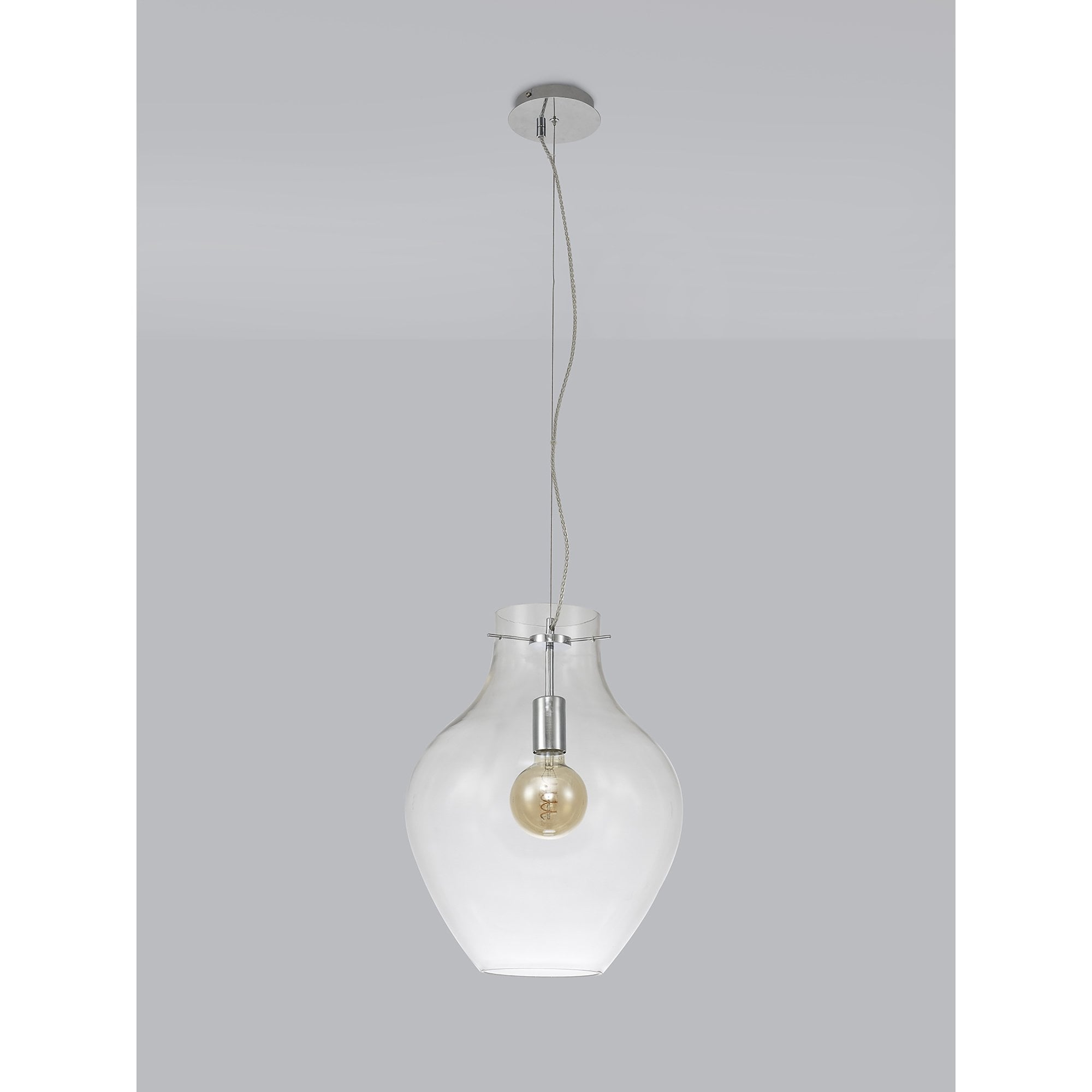 NL84199 Zen Pendant 38cm Round Chrome & Clear
