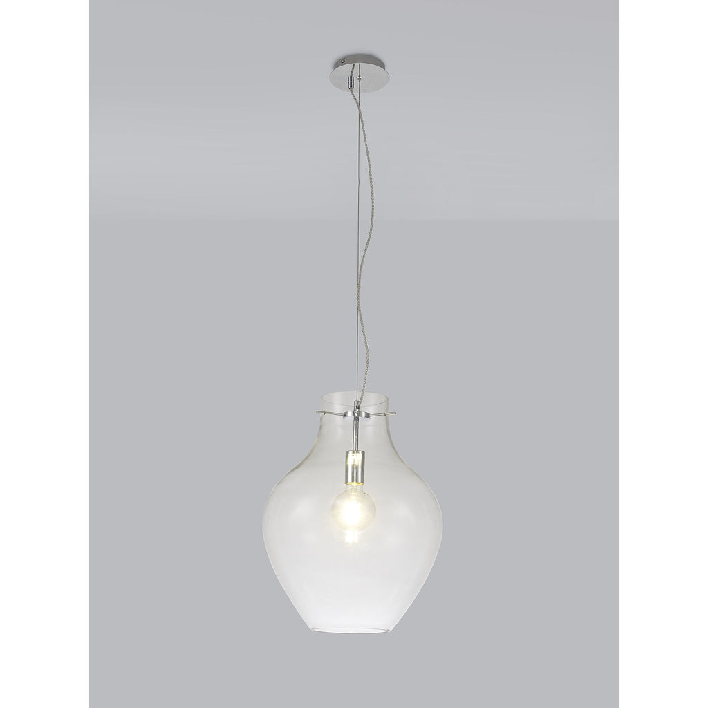 NL84199 Zen Pendant 38cm Round Chrome & Clear