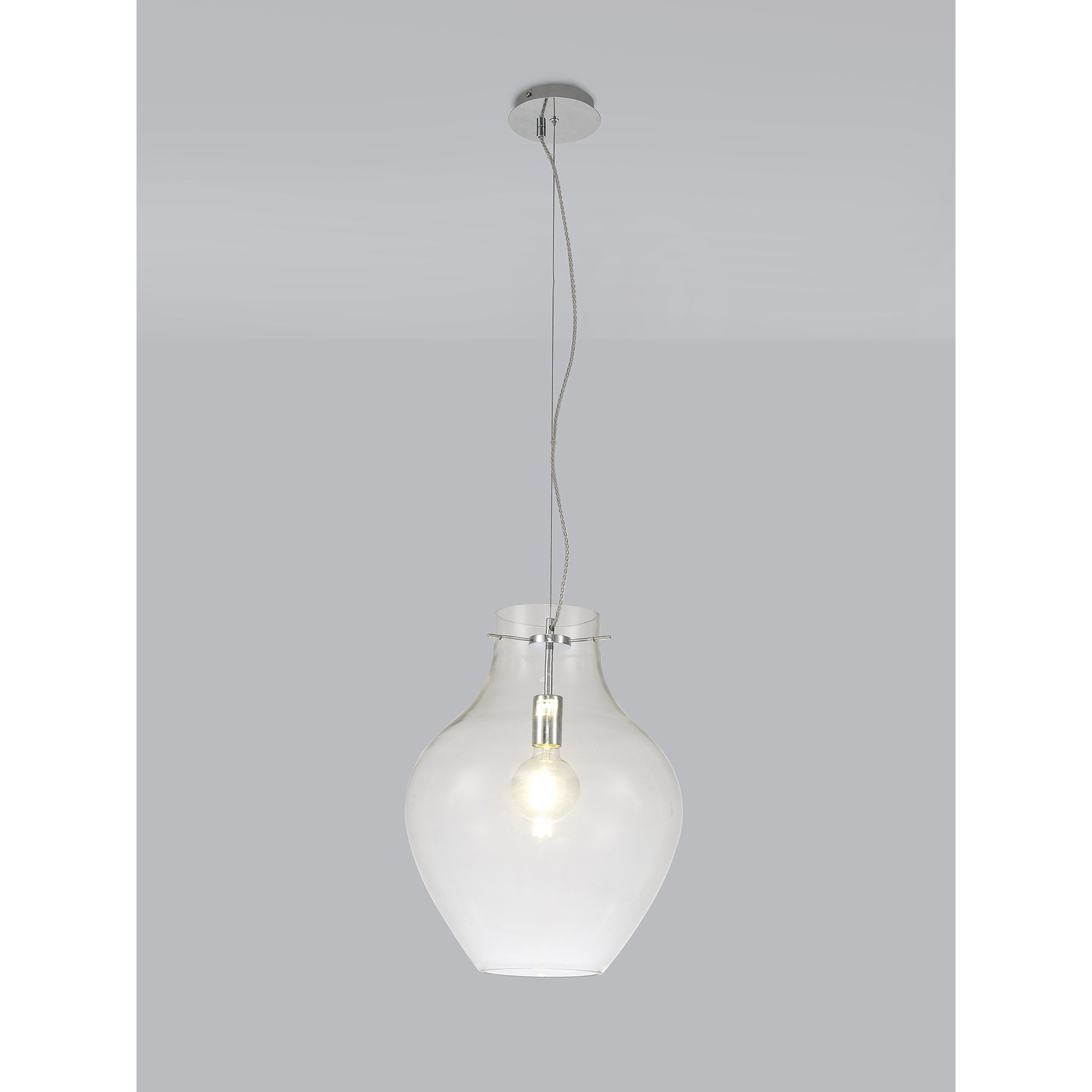NL84199 Zen Pendant 38cm Round Chrome & Clear