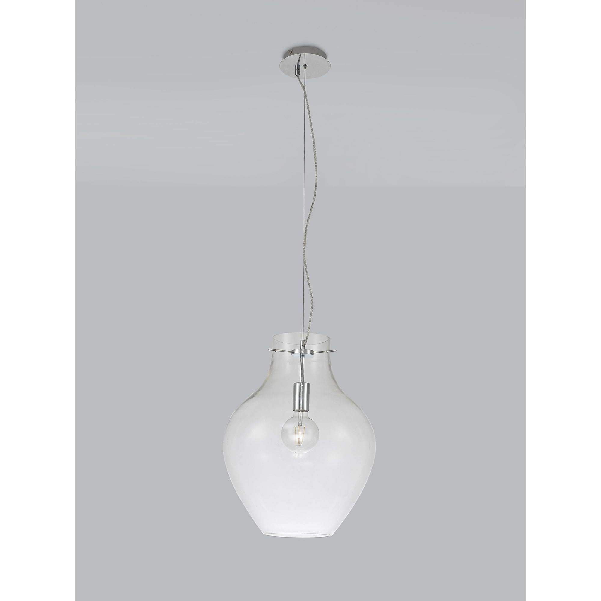 NL84199 Zen Pendant 38cm Round Chrome & Clear