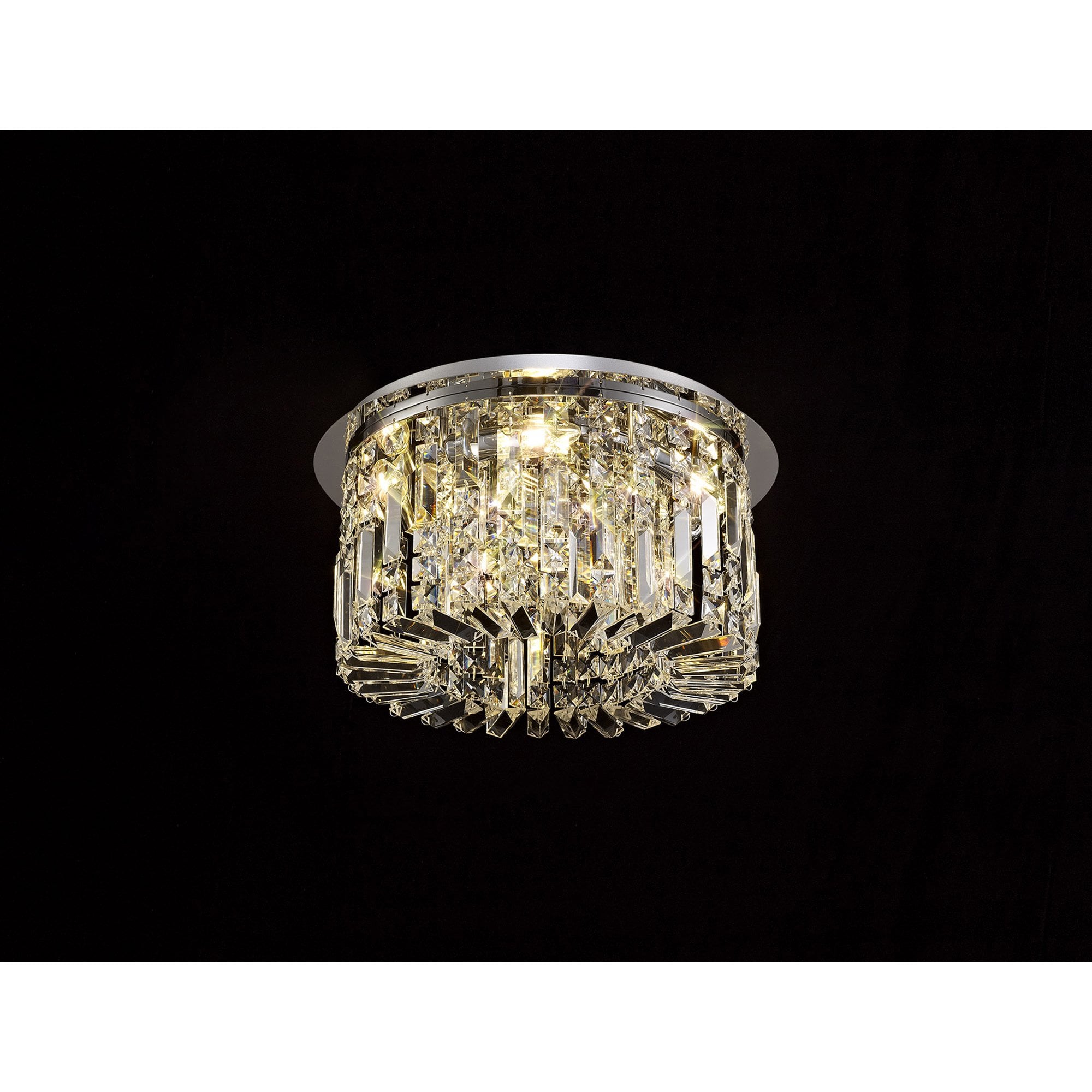 NL78049 Zian 45cm Round Flush Chandelier 5 Light Polished Chrome/Crystal