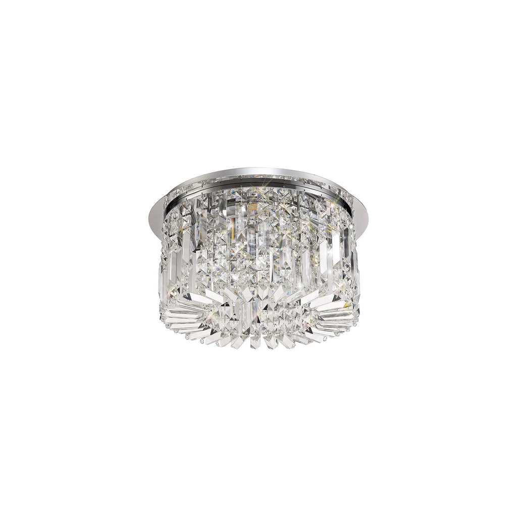 NL78049 Zian 45cm Round Flush Chandelier 5 Light Polished Chrome/Crystal