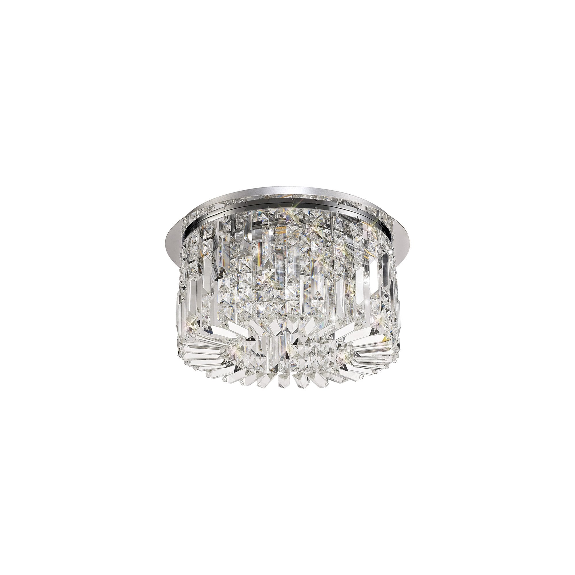 NL78049 Zian 45cm Round Flush Chandelier 5 Light Polished Chrome/Crystal
