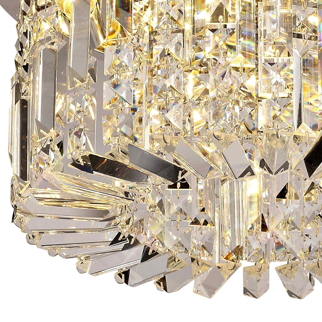 NL78049 Zian 45cm Round Flush Chandelier 5 Light Polished Chrome/Crystal