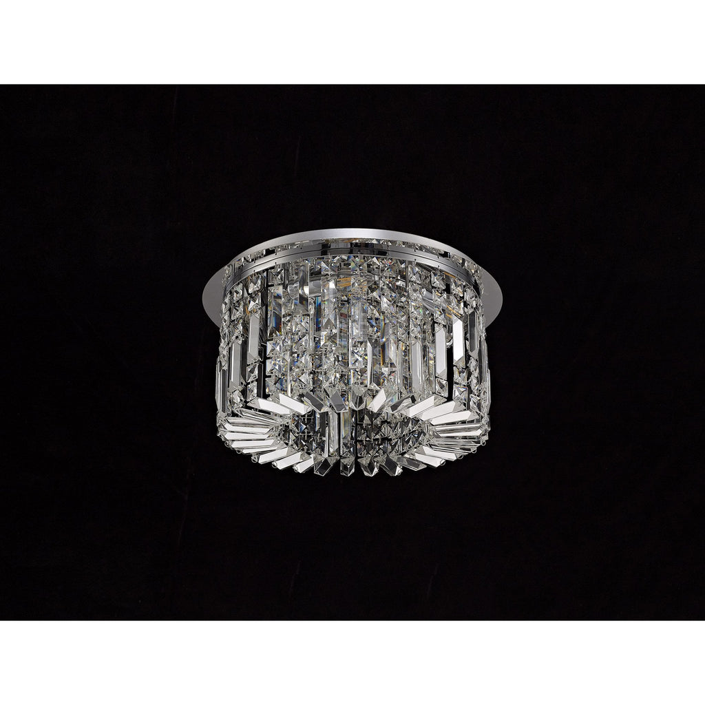 NL78049 Zian 45cm Round Flush Chandelier 5 Light Polished Chrome/Crystal