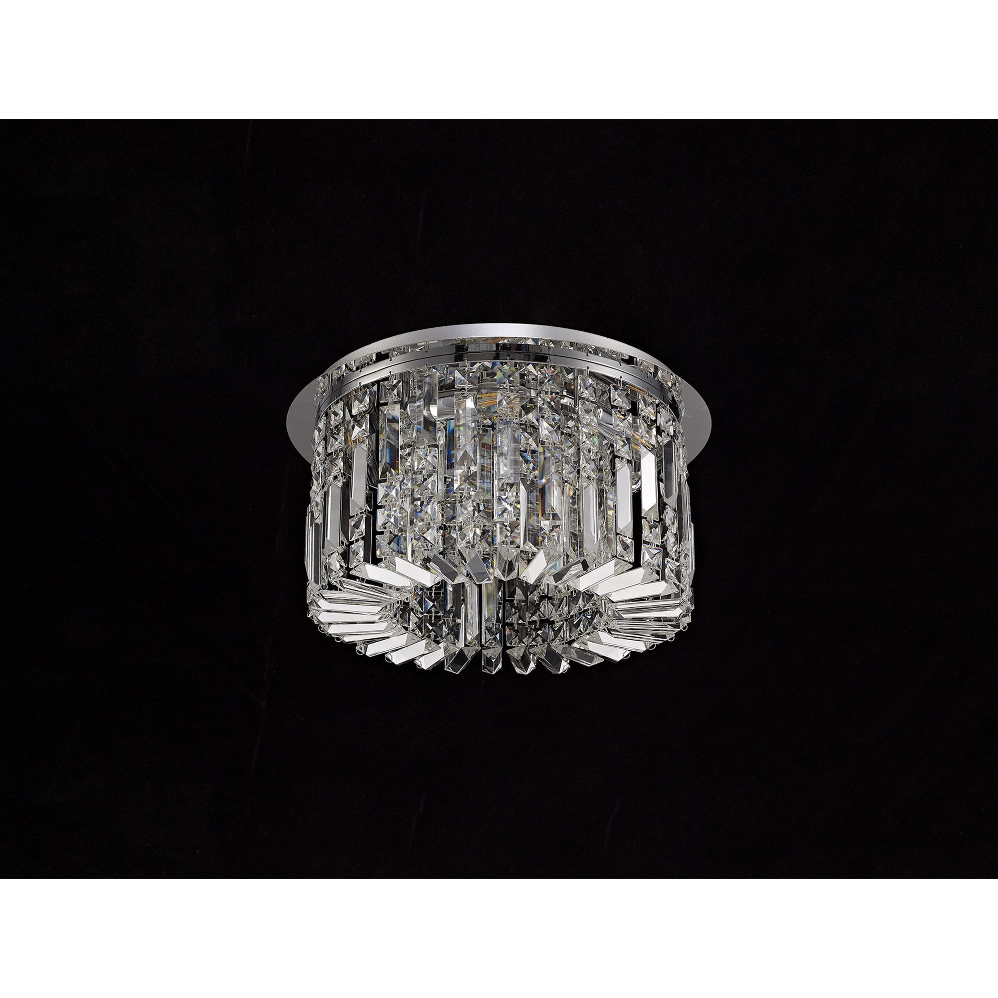 NL78049 Zian 45cm Round Flush Chandelier 5 Light Polished Chrome/Crystal