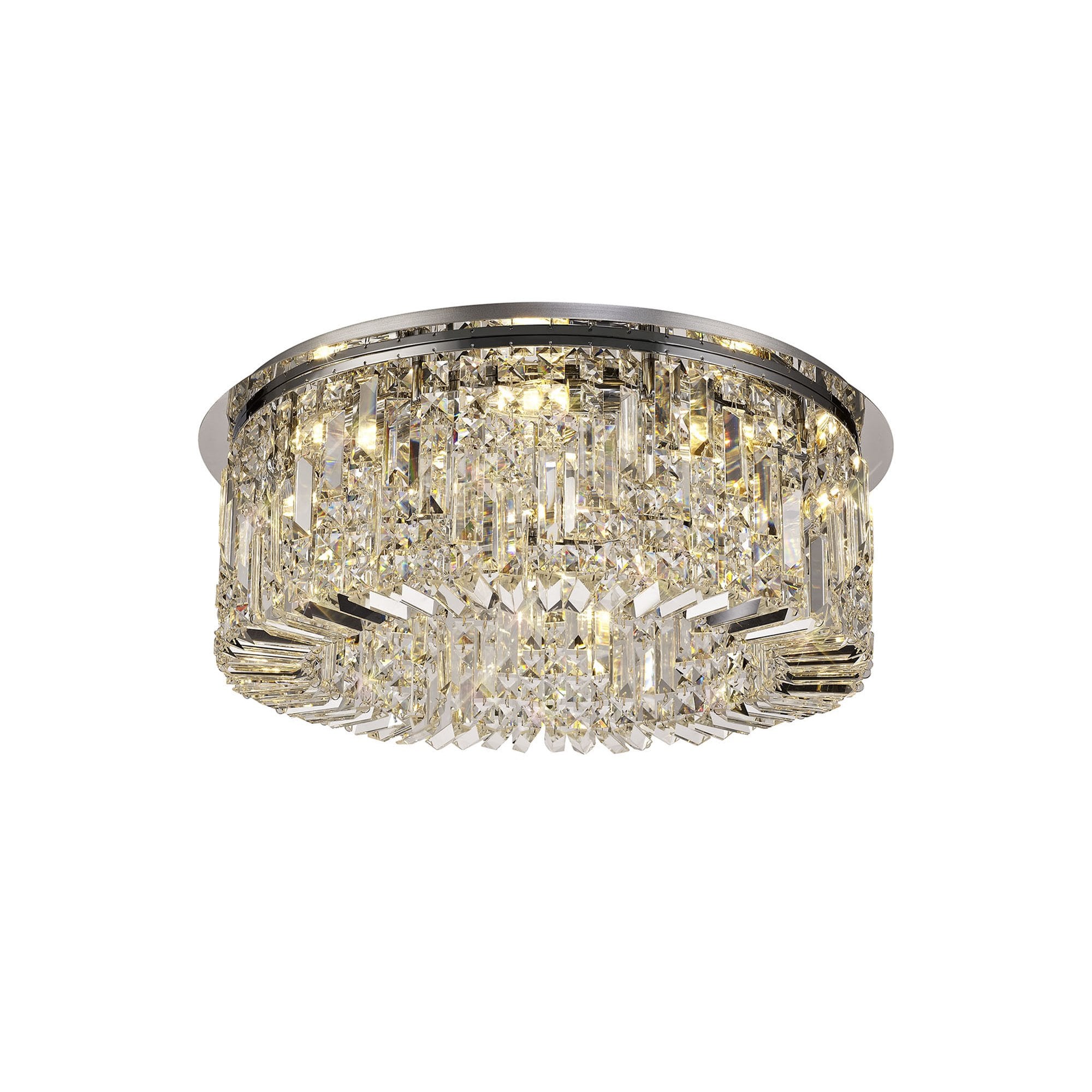 NL78059 Zian 65cm Round Flush Chandelier 8 Light Polished Chrome/Crystal