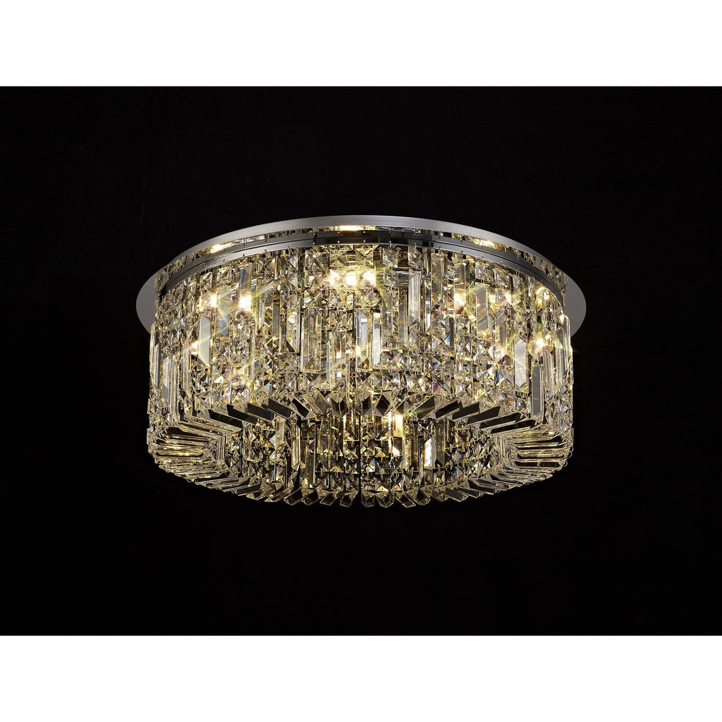 NL78059 Zian 65cm Round Flush Chandelier 8 Light Polished Chrome/Crystal