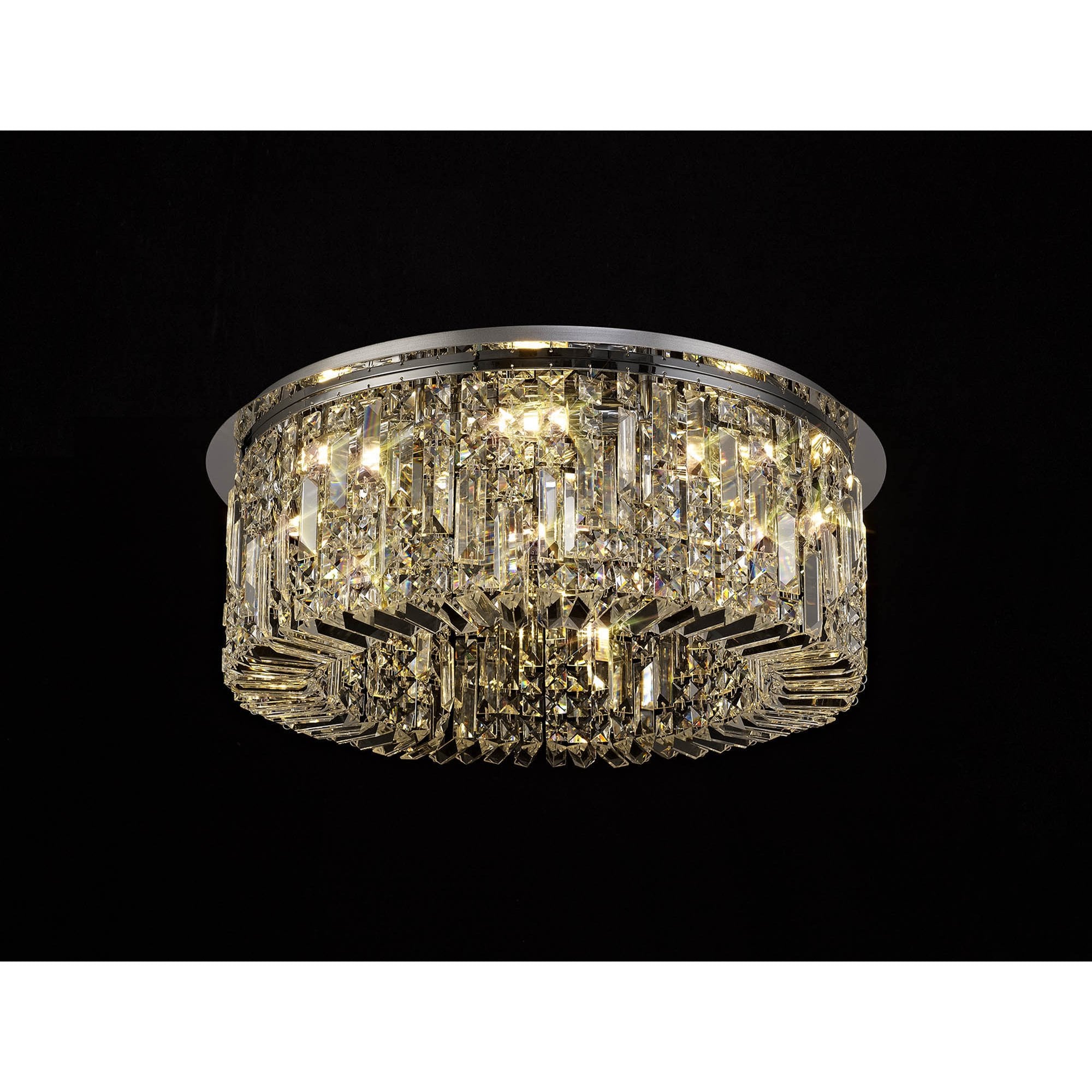 NL78059 Zian 65cm Round Flush Chandelier 8 Light Polished Chrome/Crystal