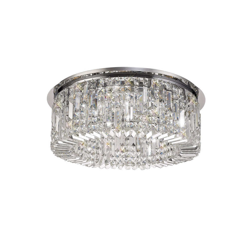 NL78059 Zian 65cm Round Flush Chandelier 8 Light Polished Chrome/Crystal