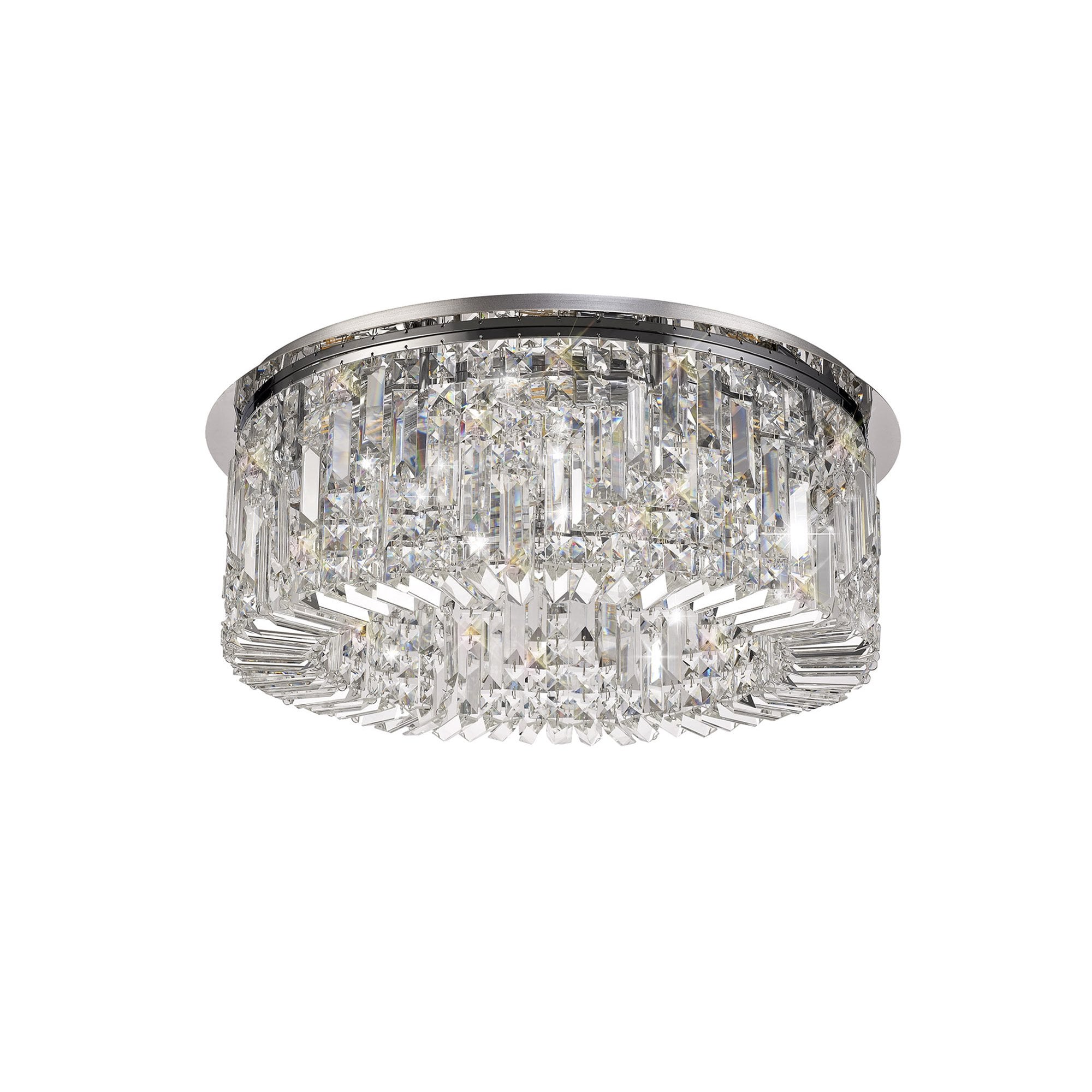 NL78059 Zian 65cm Round Flush Chandelier 8 Light Polished Chrome/Crystal